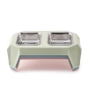 High-legged pet stainless steel bowl, dog food bowl, cat food bowl, anti-knock and anti-slip drinking bowl, food bowl, universal pet double bowl Item Picture